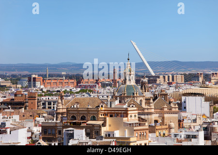 View from above over the Seville, capital city of Andalusia region in Spain. Stock Photo