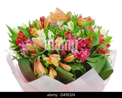 colorful flower bouquet arrangement centerpiece isolated on white background Stock Photo