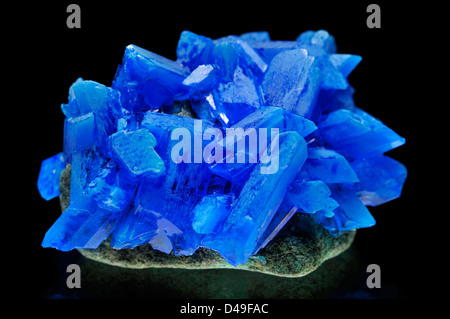 Chalcanthite crystals (hydrated copper sulphate) Stock Photo