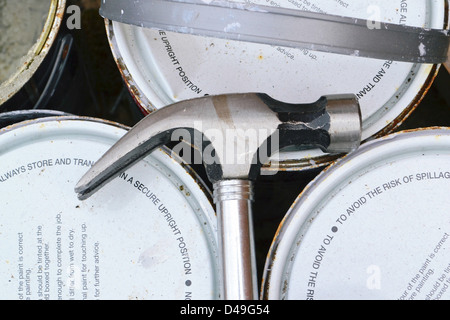 Hammer on the Can. Stock Photo