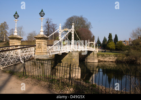Hereford, the Victoria suspension bridge over the river Wye. Stock Photo