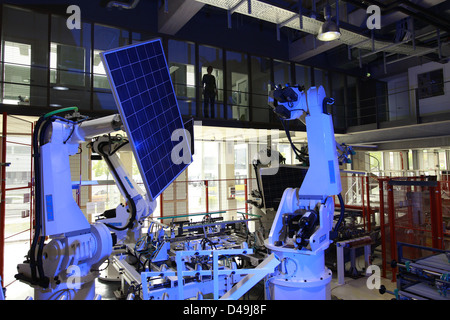 Berlin, Germany, production of solar modules in a warehouse of the company Solon SE