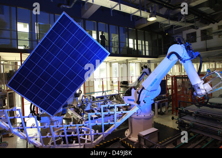 Berlin, Germany, production of solar modules in a warehouse of the company Solon SE