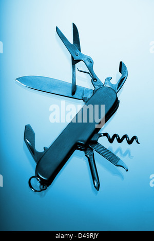 This is an image of a multi tool knife, scissors, screwdriver etc. Stock Photo