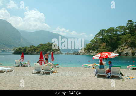 Beach, Olu Deniz, Oeluedeniz, Muğla Province, Turkey Stock Photo