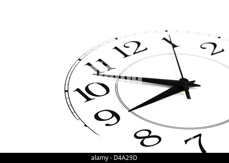 white clock showing time about nine isolated Stock Photo