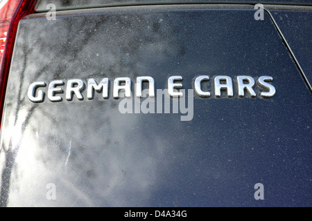 German E Cars logo on a Siemens movE electric car (Suzuki Splash platform) Stock Photo