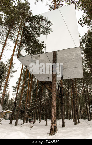 The Mirrorcube Treehotel Harads Lapland Sweden Scandinavia Stock Photo