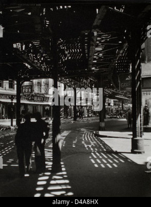 'El', Second and Third Avenue lines, Bowery and Division Sts... Stock Photo