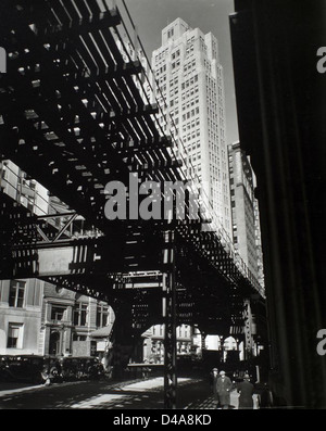 'El' Second and Third Avenue lines, Bowery and Deyer St., Ma... Stock Photo