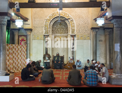 adult Quran class, al-Azhar Mosque, Cairo, Egypt Stock Photo