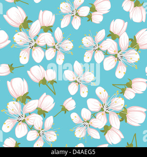 Seamless pattern with cherry blossoms Stock Photo