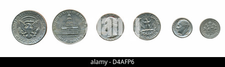 Various US coins (dime, quarter, half dollar) Stock Photo