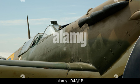 world war 2 Supermarine Spitfire Mark 1 plane on display, with it's canopy open. Stock Photo