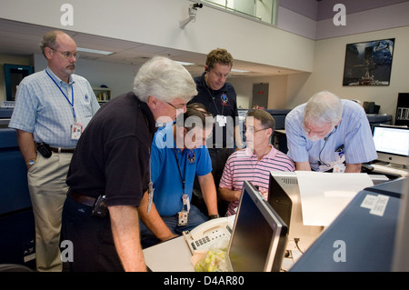 The Payload Operations Control Center manages and monitors Hubble Space Telescope instruments and scientific observations, coordinating mission operations, data collection, and research activities. Stock Photo