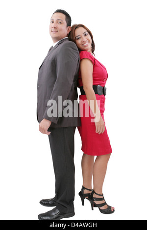 Happy couple in love. Isolated over white background. Stock Photo