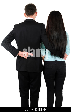 Isolated young business couple promise Stock Photo