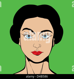 Girl avatar in Pop Art/Comic style drawing Stock Photo