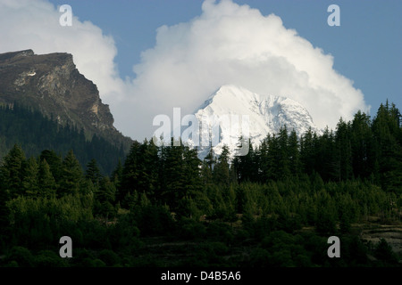 The Himalayan peak in Dharali village. Stock Photo