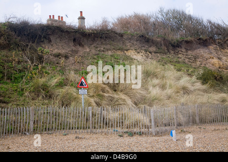 Soft engineering coastal defences at Dunwich, Suffolk, England Stock Photo