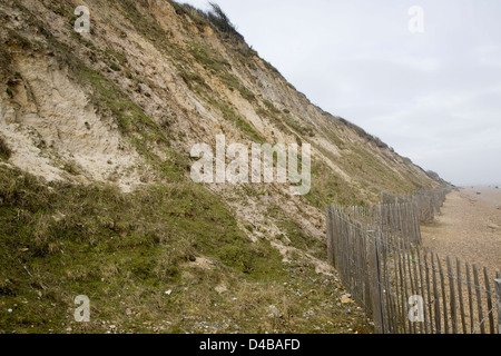 Soft engineering coastal defences at Dunwich, Suffolk, England Stock Photo