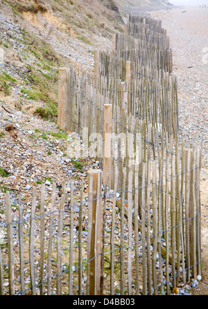 Soft engineering coastal defences at Dunwich, Suffolk, England Stock Photo