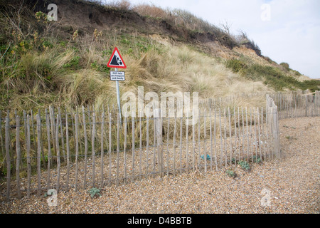 Soft engineering coastal defences at Dunwich, Suffolk, England Stock Photo