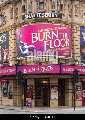 Shaftesbury Theatre with signs for Burn The Floor Musical, London, England Stock Photo