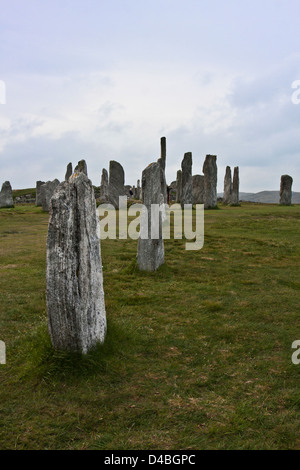 Standing Stones of Callanish, Iron Age stone monument on the Isle of Lewis, Outer Hebrides, Scotland,Circle of stones. Stock Photo