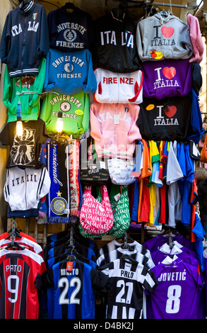 Football jerseys with names of football players for sale at sales stall,  Florence, Italy Stock Photo - Alamy