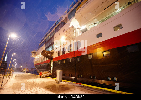 Ms Midnatsol Hurtigruten Cruise Ship Berthed In Tromso Harbour At Night ...