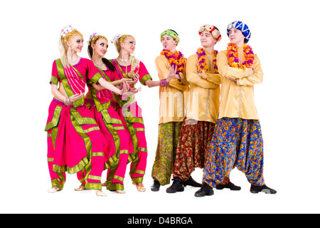 dancers dressed in Indian costumes posing Stock Photo