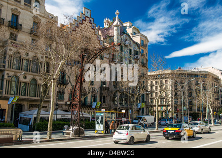 Casa Batlló and Casa Amatller at Passeig de Gràcia, Barcelona, Catalonia, Spain Stock Photo