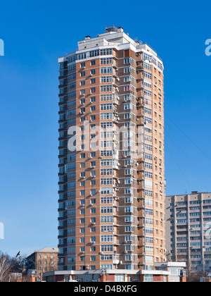 Newly constructed modern apartment skyscraper building Stock Photo