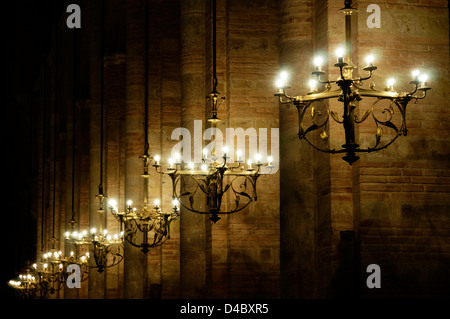 Chandeliers in the St Sernin basilica in Toulouse Stock Photo