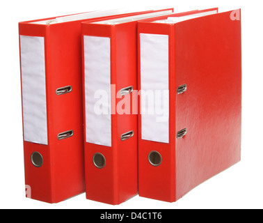 Red file folders archive isolated on white background Stock Photo