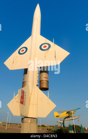 Jet and float plane outside Alberta Aviation Museum, Edmonton, Alberta, Canada Stock Photo