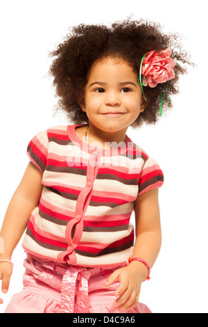 Super nice little black girl with curly hair portrait Stock Photo