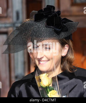Princess Claire of Belgium attends a commemoration service at the church Onze-Lieve-Vrouwkerk in Aarschot, Belgium, 20 February 2008. The Belgian royal family commemorates the members of the family who passed away on the occasion of the 15th annivarsary of the death of King Boudoin. Photo: Albert Nieboer (NETHERLANDS OUT) Stock Photo