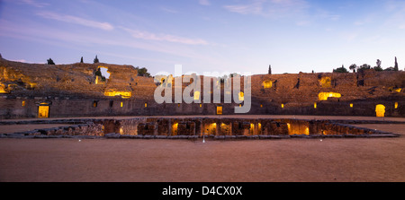 Italica Roman Ruin amphitheatre illuminated. Santiponce, Seville, Spain Stock Photo