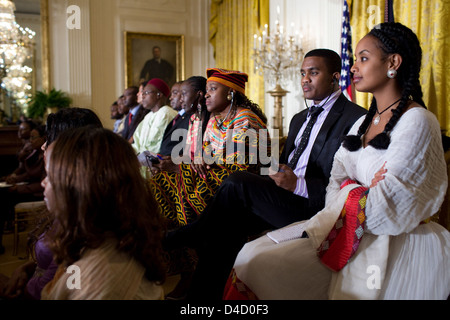 President Obama Hosts a Town Hall in the East Room of the White House Stock Photo