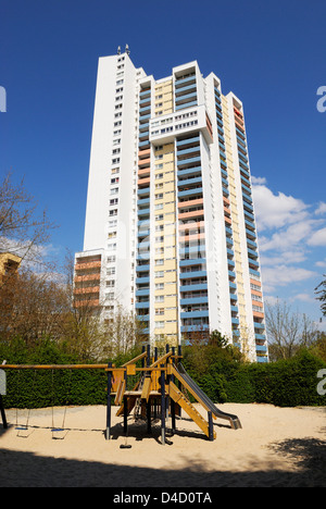 Apartment tower in the Gropiusstadt, Neukoelln, Berlin, Germany Stock Photo