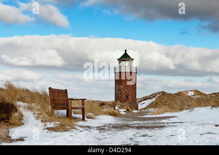 Lighthouse in Kampen in winter, Sylt, Germany Stock Photo