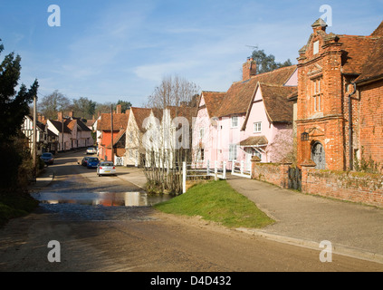 Historic buildings in the village of Kersey, Suffolk, England Stock Photo