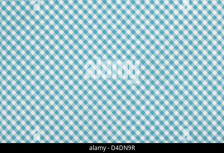 blue checkered fabric closeup , tablecloth texture Stock Photo