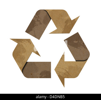 Recycle icon from cardboard isolated on white background Stock Photo