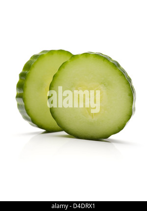 Two cucumber slices isolated on white background Stock Photo