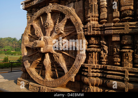 Konark Temple Sun god Chariot Wheel Statue Stock Photo