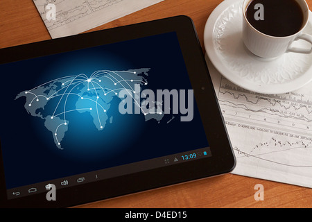 Social network on digital tablet on the table. Stock Photo