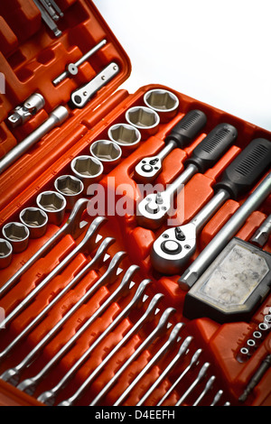Lots of tools arranged in a toolbox Stock Photo